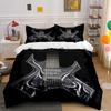 Electric Guitar Print Bed Set Black Style Bedding Set (1 Duvet Cover, 2 Pillowcases, Duvet Not Included)