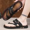 Slippers men's 2025 summer new men's Korean version of personality niche fashion non-slip outer wear driving leather cover toe drag