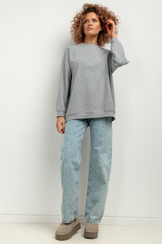 Wide long-sleeved sweatshirt T417 light gray light gray XS/S