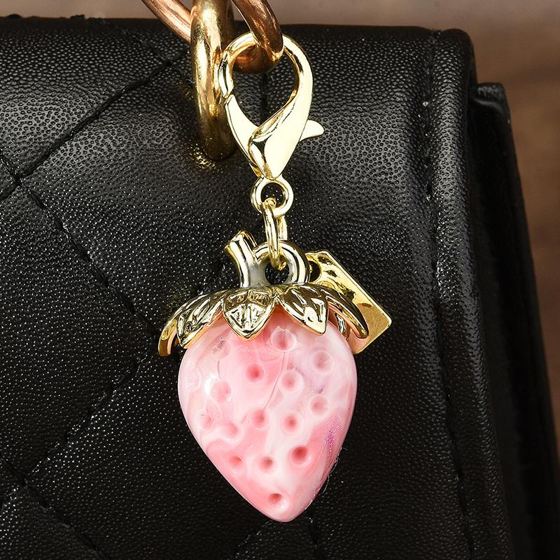Strawberry Keychain Transparent Keyring Stylish Pendant Keychains Exquisite Backpack Decoration Accessories Gifts