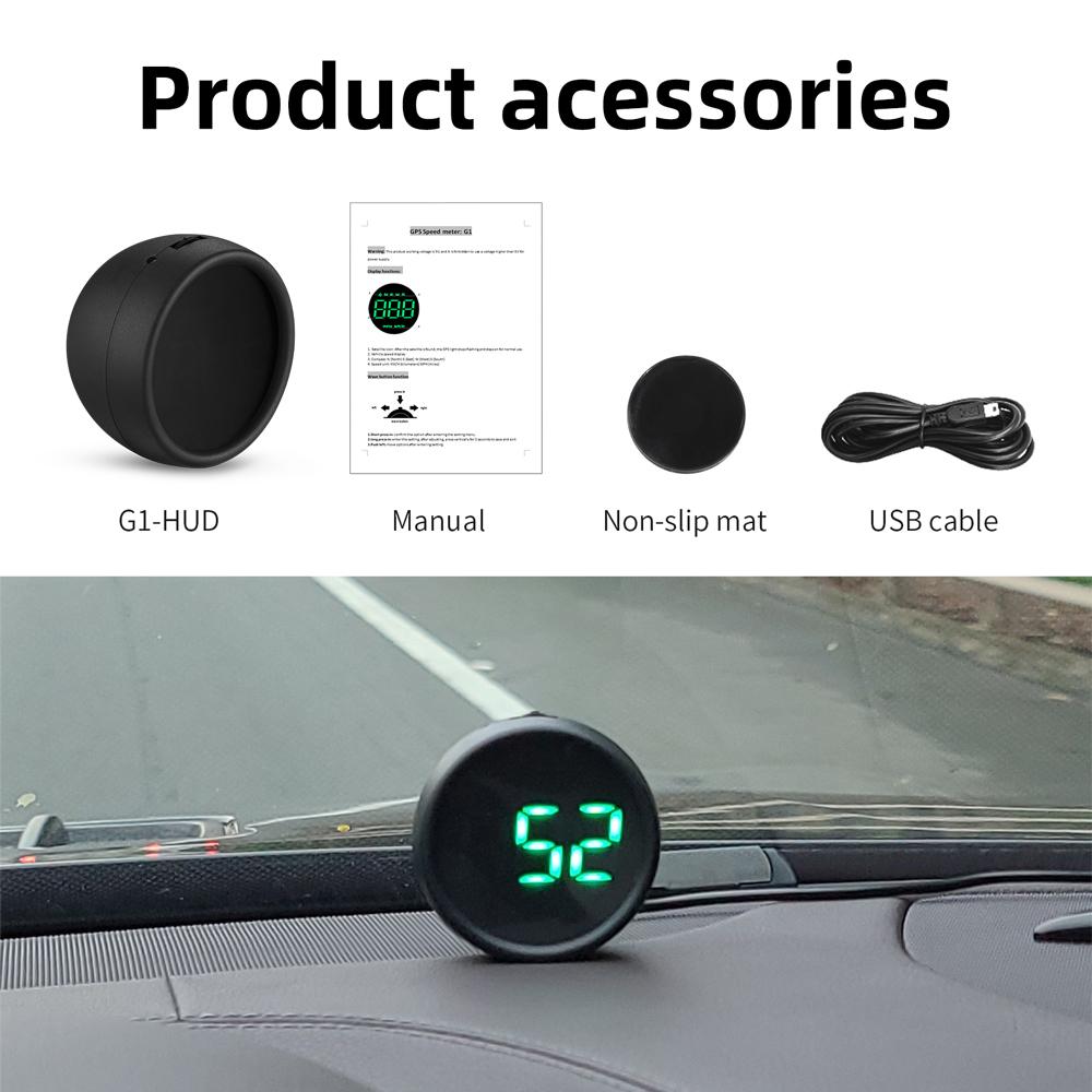 Digital Speedmeter GPS HUD Car Head Up Display Over Speed Alarm Meter Km/h Odometer Compass Auto Gauges Electronic Accessories