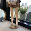 Fashion CRLAYDK Designer Women's Suede Footed Mules Buckle Adjustable Slip On Casual Soft Inner Increase Shoes Backless Walking Slippers