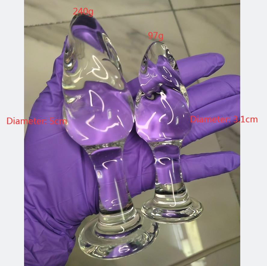 VaHppy Glass Anal Plugs Sex Toys For Gay Girl Backdoor Masturbator Spiral Twisted Threaded Transparent Adult Products SM BDSM