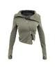 Kimyo Asymmetrical Full Zip Top Washed Khaki