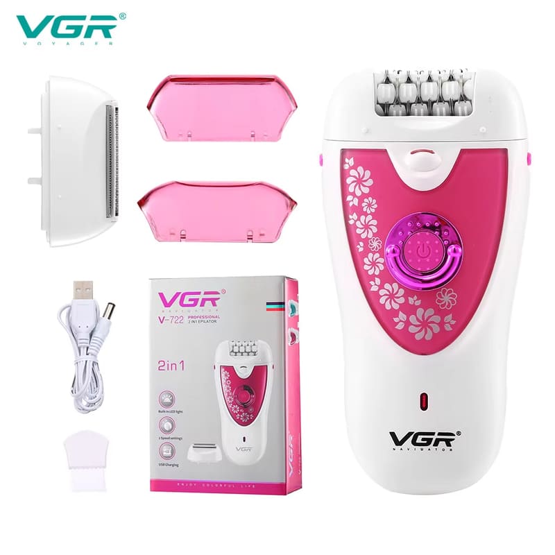 

New 2026 VGR V-722 Multi-Function Women Shaver Electric Epilator Hair Removal Body Washing Universal Home eyebrow trimmer Safe and skin-friendly розовый