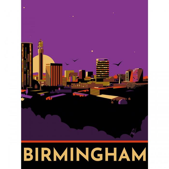 Impressão em tela emoldurada de Georgina Westley Birmingham 40cm x preto/roxo