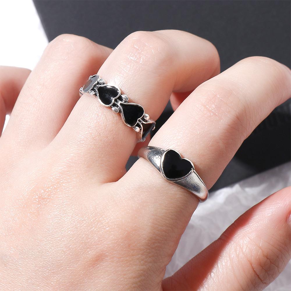 Geometric Jewelry Gifts Wedding Heart Stackable Rings Women Rings Korean Style Heart Chain Ring