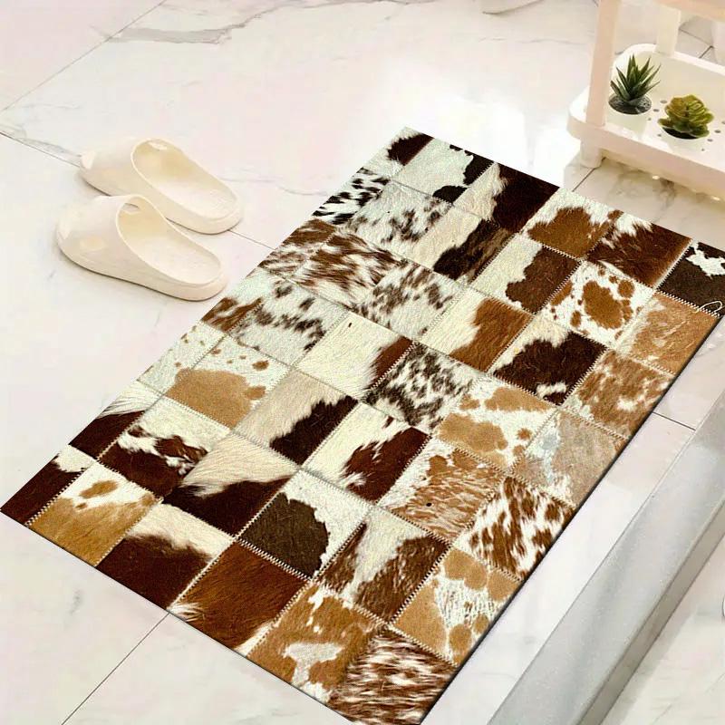 Rustic Cowhide Style Carpet Rug for Living Room Bedroom Home Sofa Decoration,Kids Play Non-slip Floor Mat