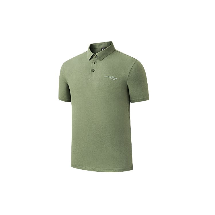 SAUCONY Solid Color Pullover Polo Shirt Men Tops Milk-Army-Green SC2230017C-GE27
