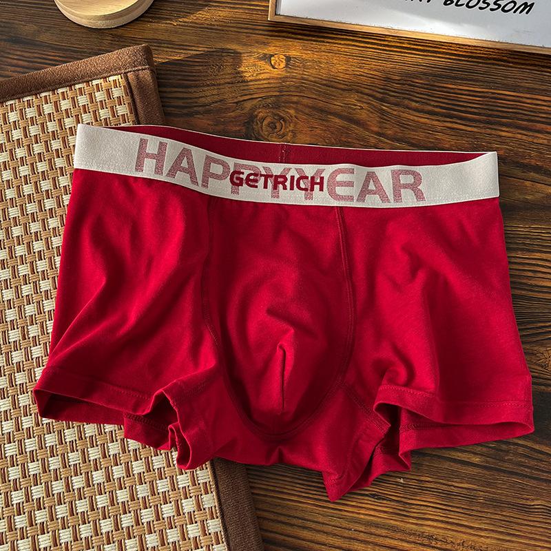 Men's Spring and Summer Year Red Wedding Gift Flat Angle Underwear