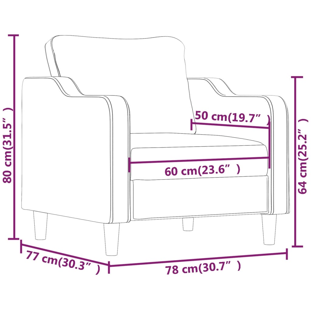 Vidaxl Armchair, Taupe, 60 Cm, Upholstered In Fabric
