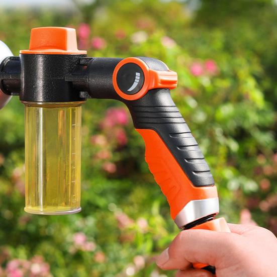 Garden Hose Nozzle with Foam Cannon Car Wash Foam Sprayer High Pressure Hose Nozzle with 8 Spray Modes for Car Washing Gardening Yard Cleaning Pet