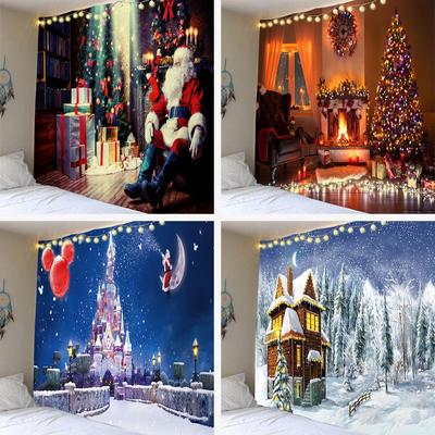 Arazzo natalizio Babbo Natale Pupazzo di neve Capodanno Sfondo Appeso a parete Decorazione Camino Calze Regali Panno appeso