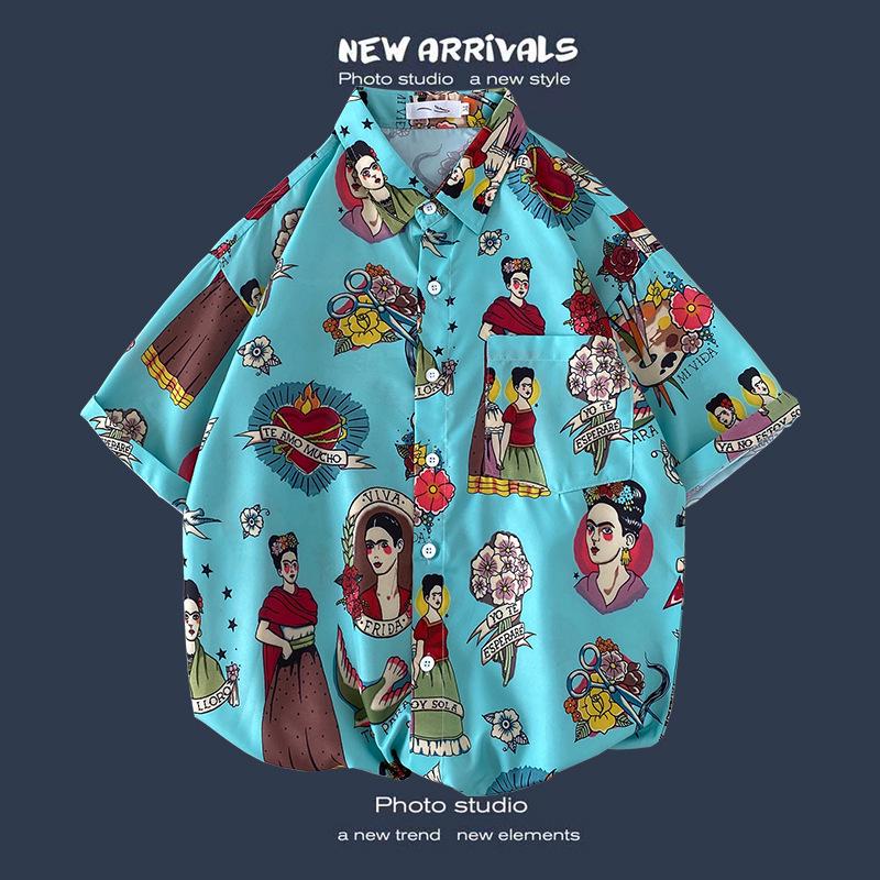 Men's Retro Hawaiian Floral Short-Sleeve Summer Shirt