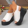 Fashion Summer Peep Toe Chunky Platform Sandals Women Back Strap Wedges High Heels Sandles Woman Thick Bottom Pu Leather Sandalias 35-43