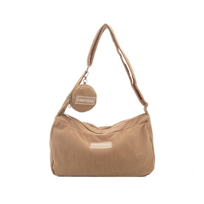 Simple casual commuter messenger dumpling bag corduroy bag foreign style new large capacity portable shoulder bag