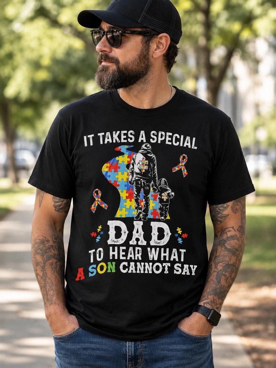 Autism Dad Shirt It Takes a Special Dad Awareness Puzzle T-Shirt S-3XL L