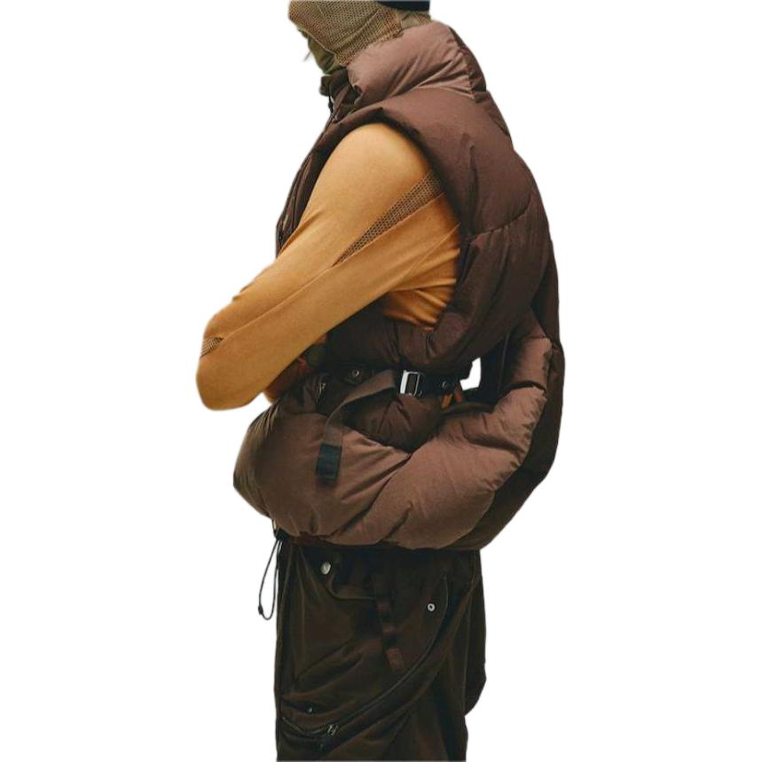 Adidas Originals X Hamcus Kolaborace FW23 Color Block Prošívaná Logovaná Stahovací Šňůrka Zipová Dolní Vesta Unisex Vesty Hnědá IU4840