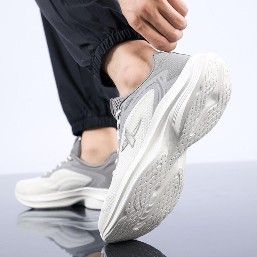 Xtep Running Series Ultra Light Comfortable Fashion Shock Absorbing Lightweight Low Top Casual Running Shoes Men sneaker White Gray 876319110084-2