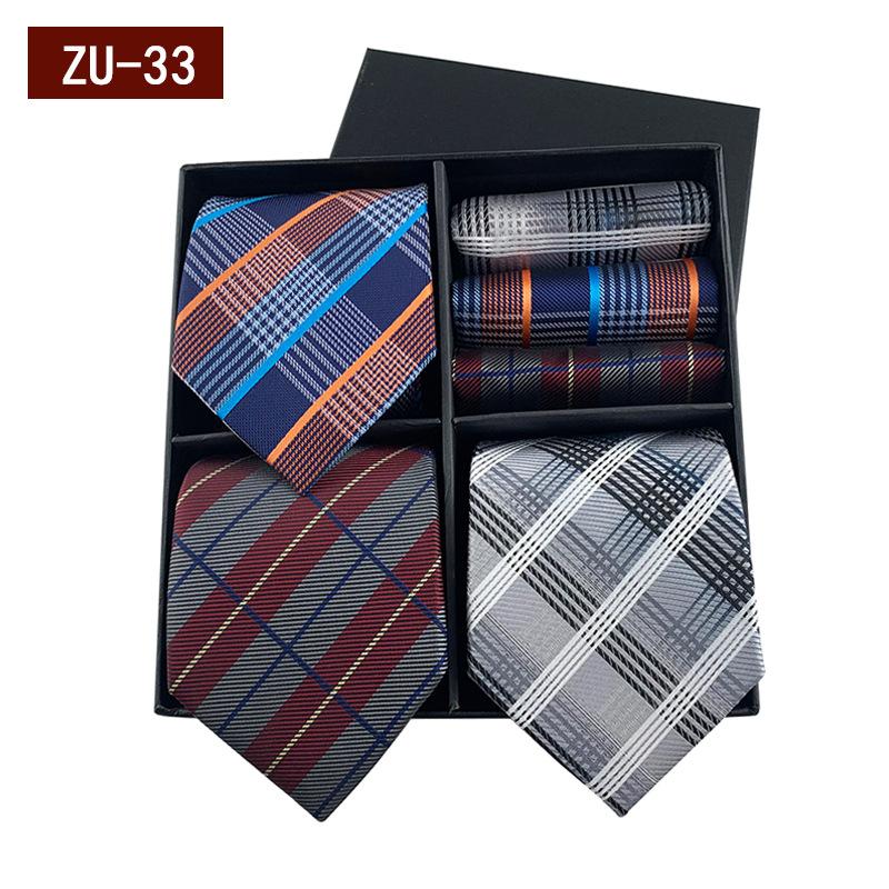 Men'S Gift Box Tie, Fashionable Business Striped Tie Square Scarf Combination Set, Luxury Gift Box.