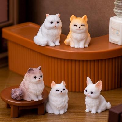 12 Pièces Figurine de Chat Miniature Mini Simulation Statue de Chaton Ornement Animal en Résine Décor de Tableau de Bord de Voiture Petites Sculptures de Chat