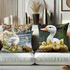 Ducks and Swans Family Pattern Decorative Throw Pillow Polyester Pillowcase, Sofa Decorative Cushion Cov Headboard Pillow