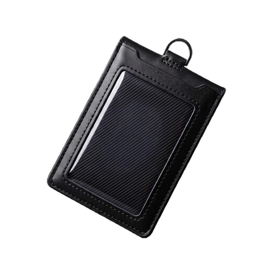 Leather Work ID Badge Holder with Foldable Magnetic Closure