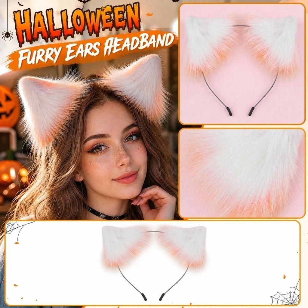 Plush Animal Ear Headband for Halloween Costume Party