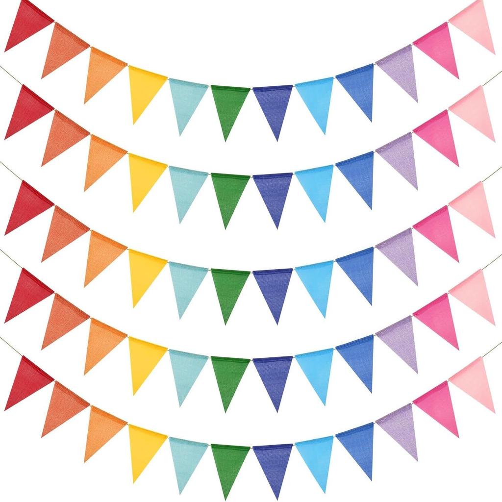 6-Color Triangle Pennant Banner: Imitation Linen for Graduation and Weddings