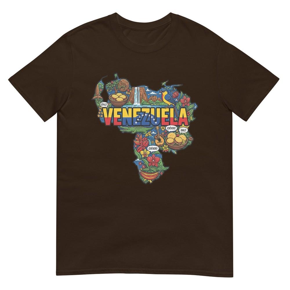 Venezuela Map Cultural Icons Flag Arepa Salto Angel TShirt