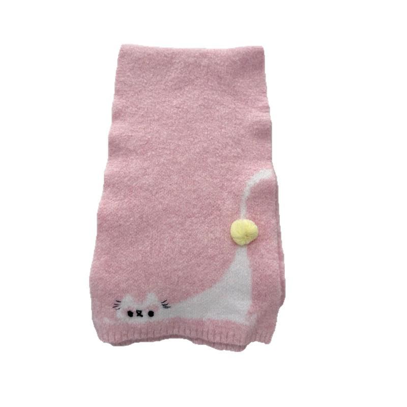 Winter 2025 Korean-Japanese Style Cute Kitten Knit Neck Warmer Scarf for Women