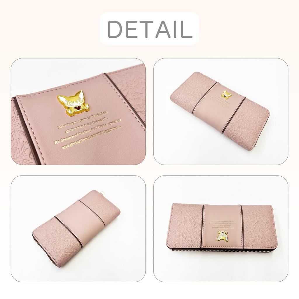 K-PARTS Bebe Dayan Embossed Wrap Long Zipper Wallet for Women and Girls, Featuring a Cute Bebe Dayan Cat Design, Perfect as a Gift or Present, with a