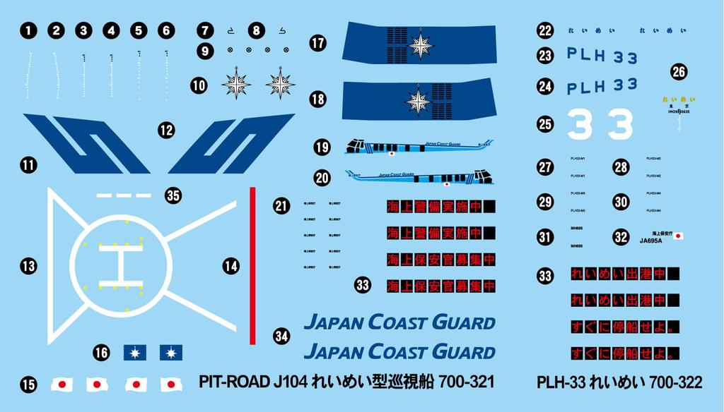 Skywave Series Japan Coast Guard Patrol Boat Reimei Molded with and Ship Name Plate Etching Plastic Model J104SPNH Pit-Road 1/700 PLH-33 (White