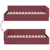 L Shaped Bed Frame with Headboard Burgundy 80 Cm X 200 Cm Fabric