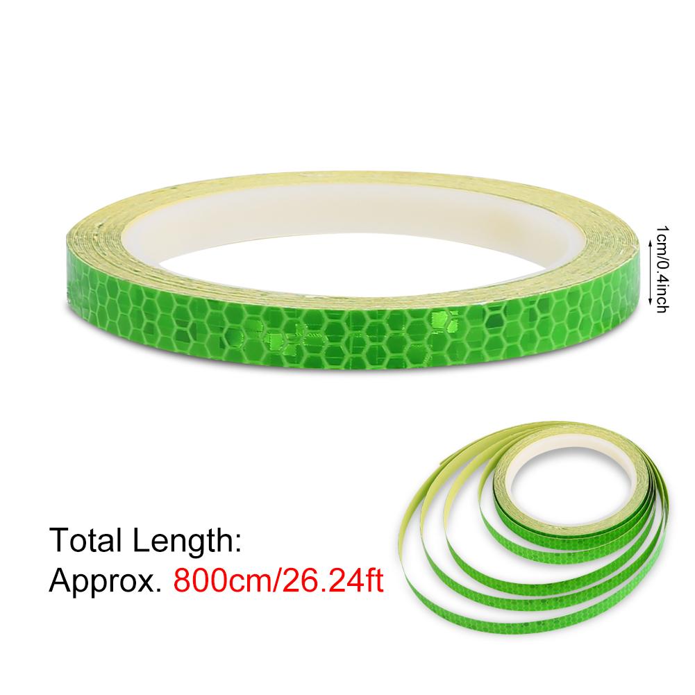2 Rulo Bisiklet Bisiklet Yansıtıcı Çıkartmalar Güvenlik Jant Çıkartması Şerit Bant (Yeşil)