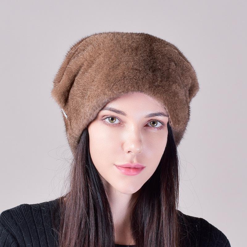 Mink hat female whole mink ear protector Christmas hat casual thickened warm fur Great Wall stacking hat winter