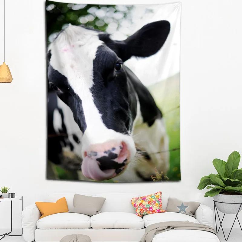 Hot Sale Custom High Quality Cow Wall Hanging Hd Landscape 3D Printing Digital Printing Home Decoration Tapestry