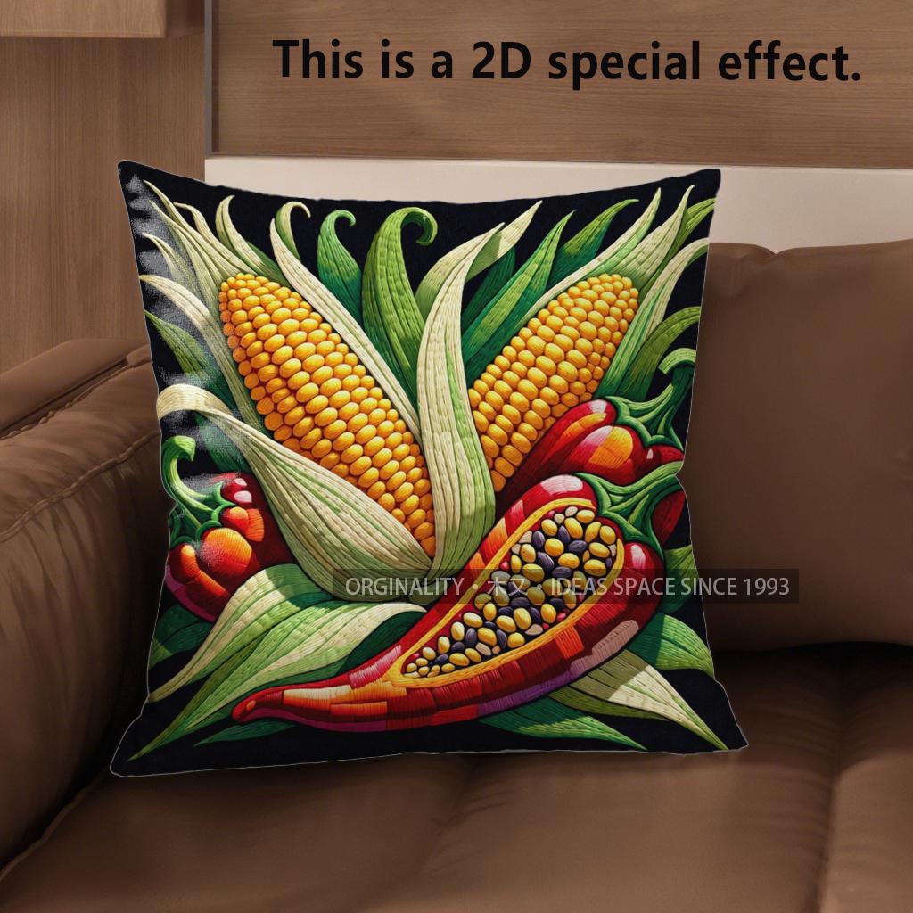 2D Harvest Farm Corn Chili Throw Pillow Covers Pattern Cushion Cover Suitable For Sofa Bedroom Car Pillow Cover