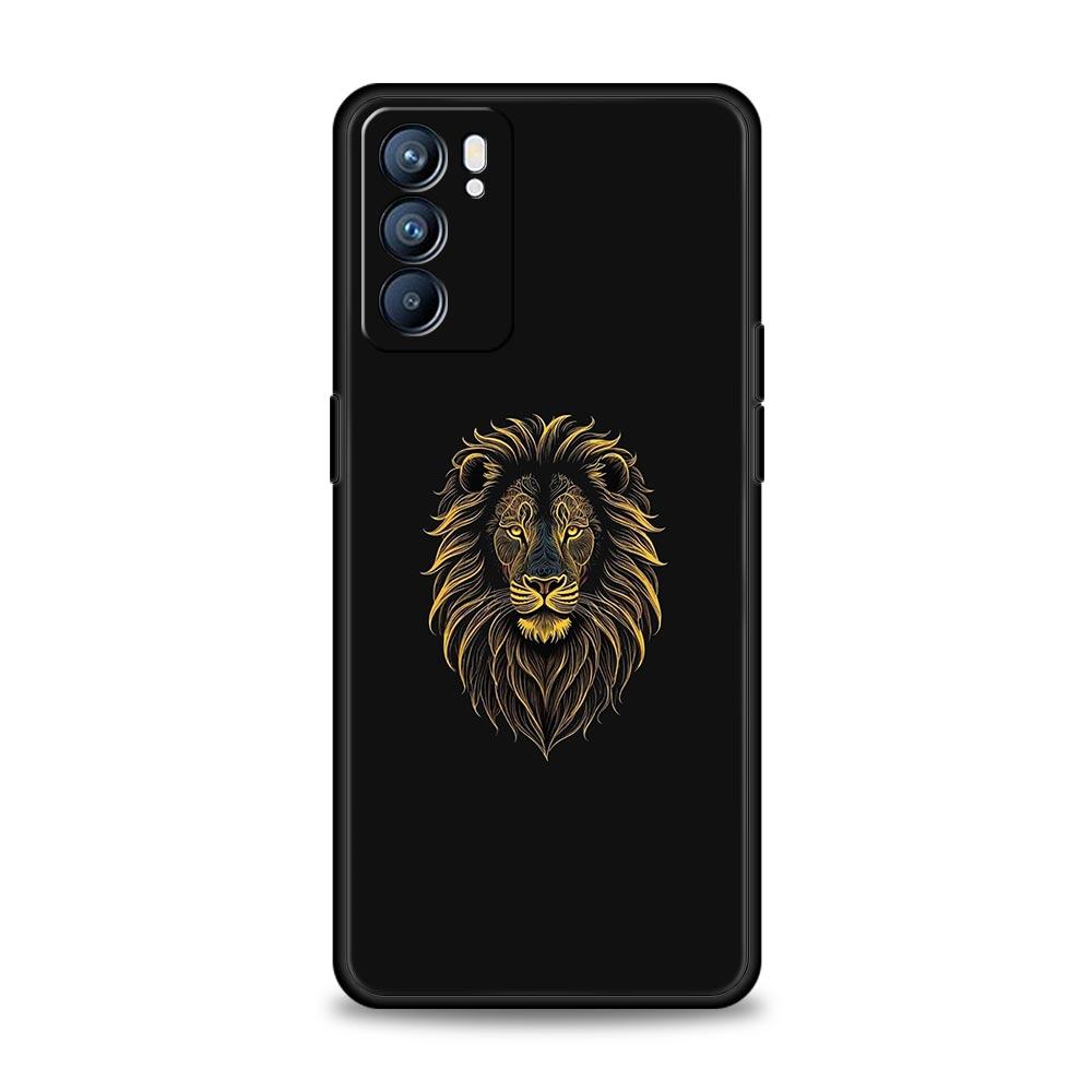 Concise Lion Pattern Phone Case For Oppo Reno14 Reno13 Reno12 11 F 10 Find X5 X9 Pro A54 5G A53 A52 A9 A16 A78 4G A80 A98 Cover
