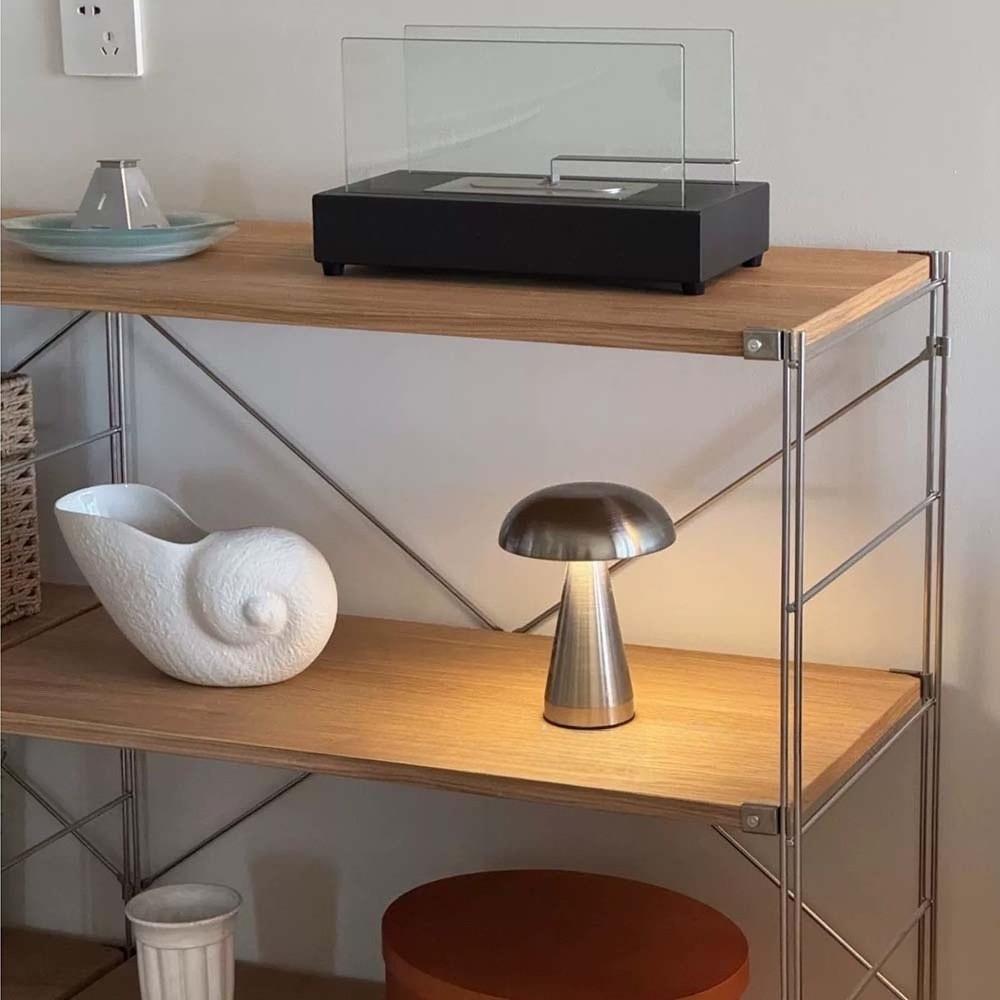 USB Rechargeable Metal Mushroom Lamp Nordic Simple Modern Creative Unique Table Light Bedroom Bedside Night Lamp