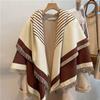 122*128cm Oversized  Imitation Cashmere Wrap with Tassels, Floral Travel Blanket Cape Pashmina Shawl for Women, Versatile scarf