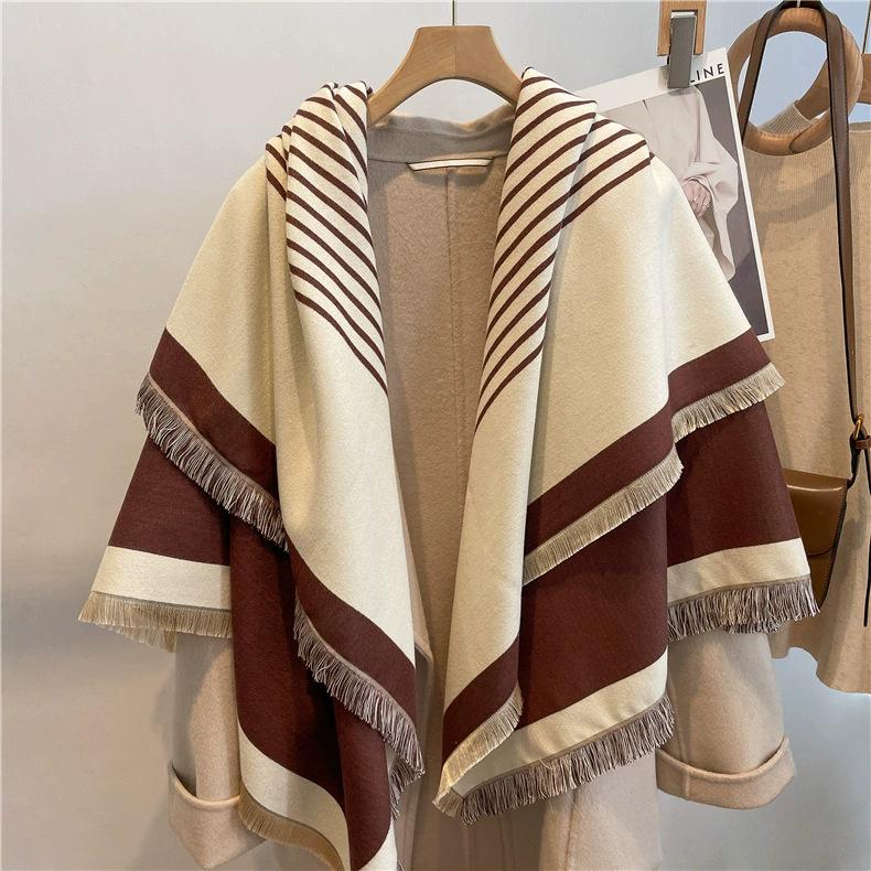 122*128cm Oversized  Imitation Cashmere Wrap with Tassels, Floral Travel Blanket Cape Pashmina Shawl for Women, Versatile scarf
