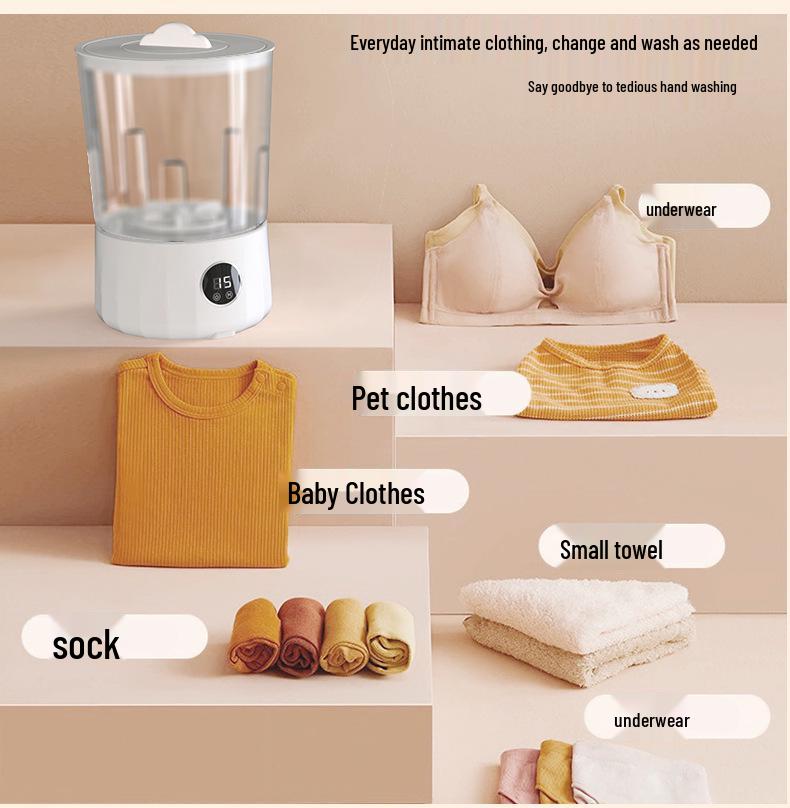 Compact Foldable Washing Machine for Underwear and Socks, 2L Capacity - Ideal for Dorms and Travel