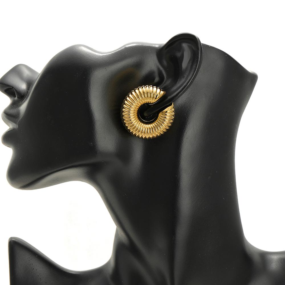 1 Paar Goldfarbe Punk Vintage Klobig Geometrisch Rund Ohr-Manschette Edelstahl Metallstruktur Dick C-Form Nicht-Piercing Ohrklemme