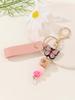 Personalized PU Leather Birthday Flower Name Keychain Pendant