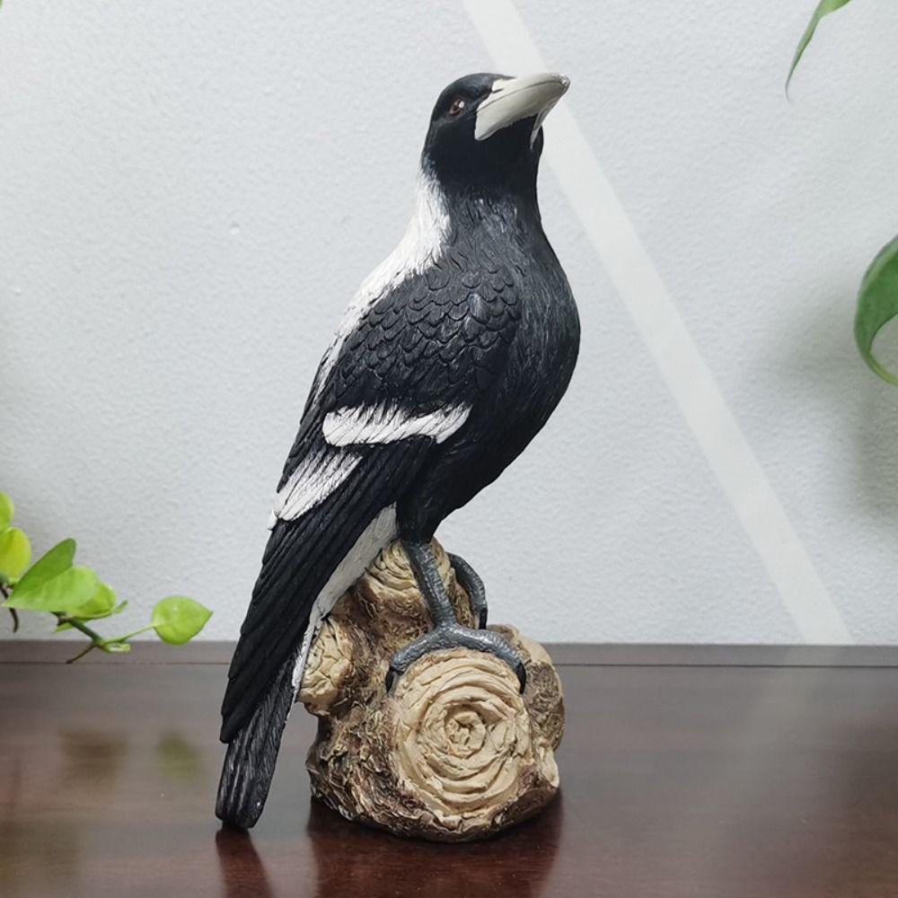 Resin Simulation Magpie Ornament Cute Cartoon Magpie Model Sculpture Creative Handicraft Animal Miniatures Figurine Gift