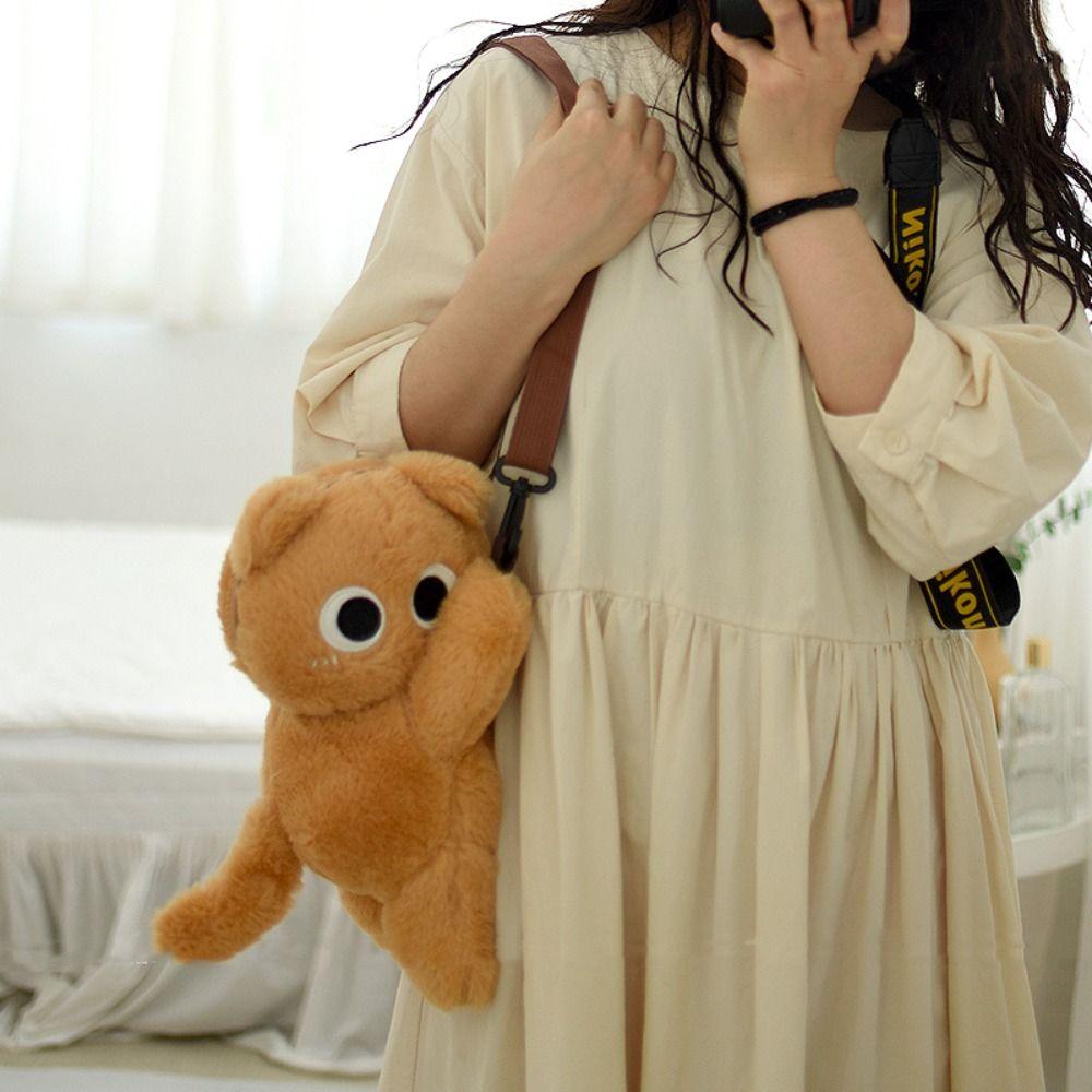 Kawaii Animal Lamb Crossbody Bag Soft Plush Toy Backpack Creative Siamese Cat Shoulder Bag  Boys