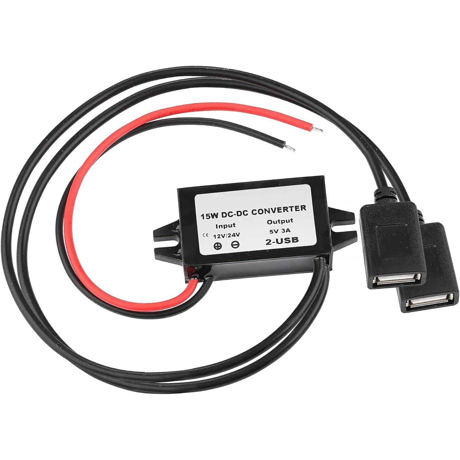 

Водонепроницаемый преобразователь 12 В в 5 В DC-DC понижающий модуль адаптер питания USB-A Female/Type C/двойной USB/разъем открытого провода