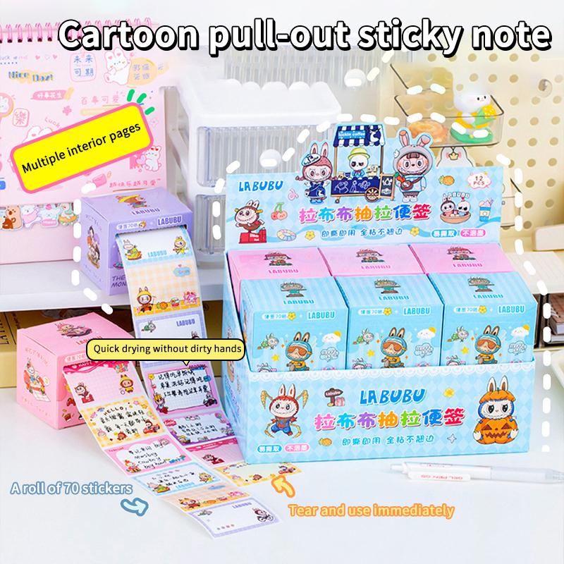 70Sheets Labubu Capybara Pull Out Roll Sticky Note Creative Simplicity Sticky Note Diy Decorative Message Post Sticky Note