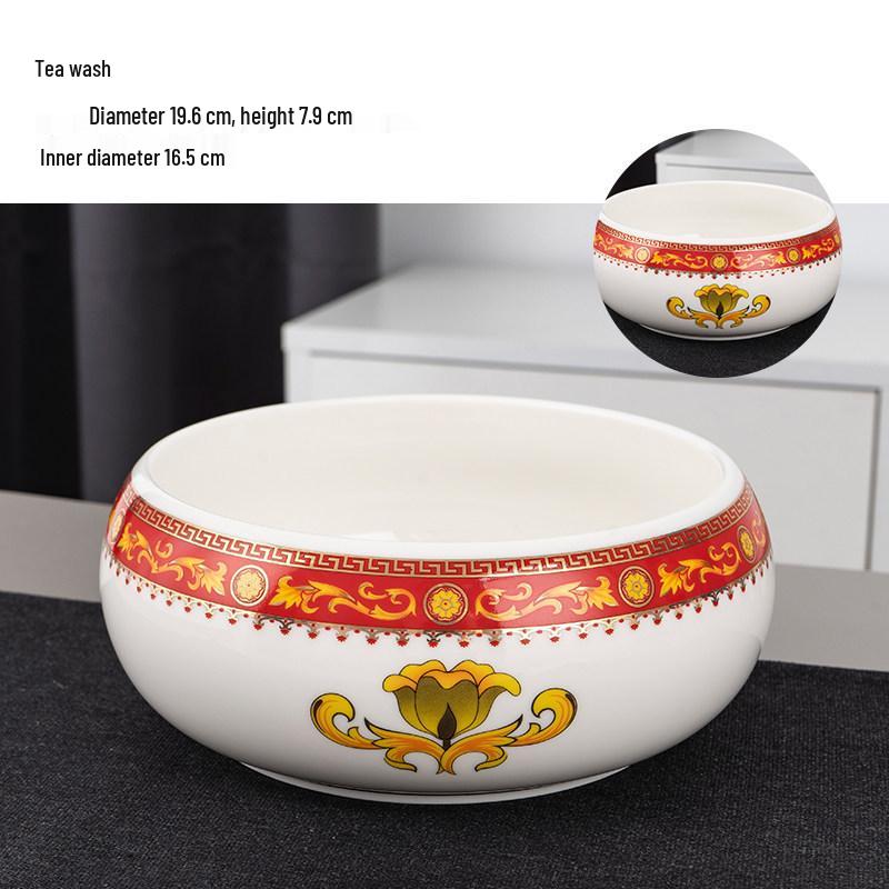 Large Chinese Style Blue and White Porcelain Tea Wash Basin and Cup Washer with Lan Ting Xu Calligraphy - Retro Ceramic Brush Washer